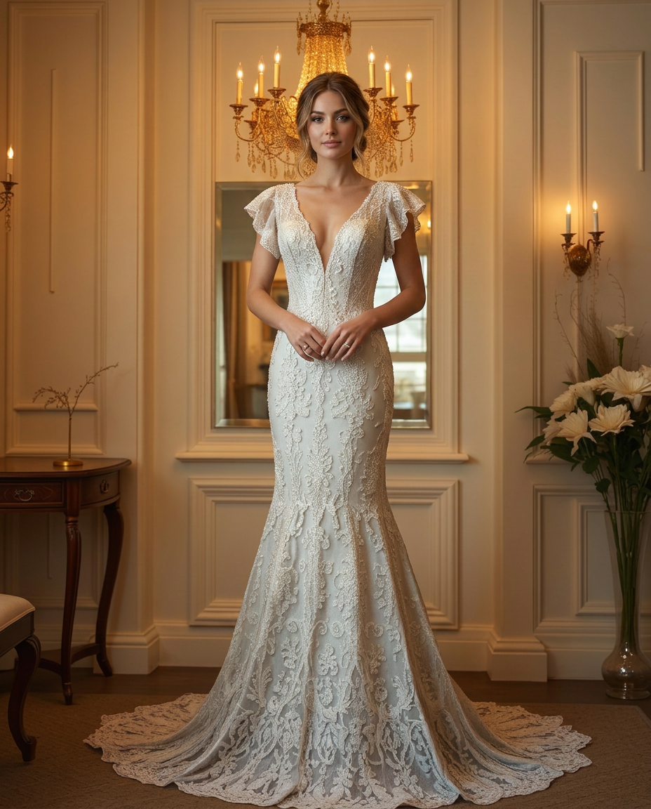 Structured A-Line in Silk Mikado wedding dress style illustration