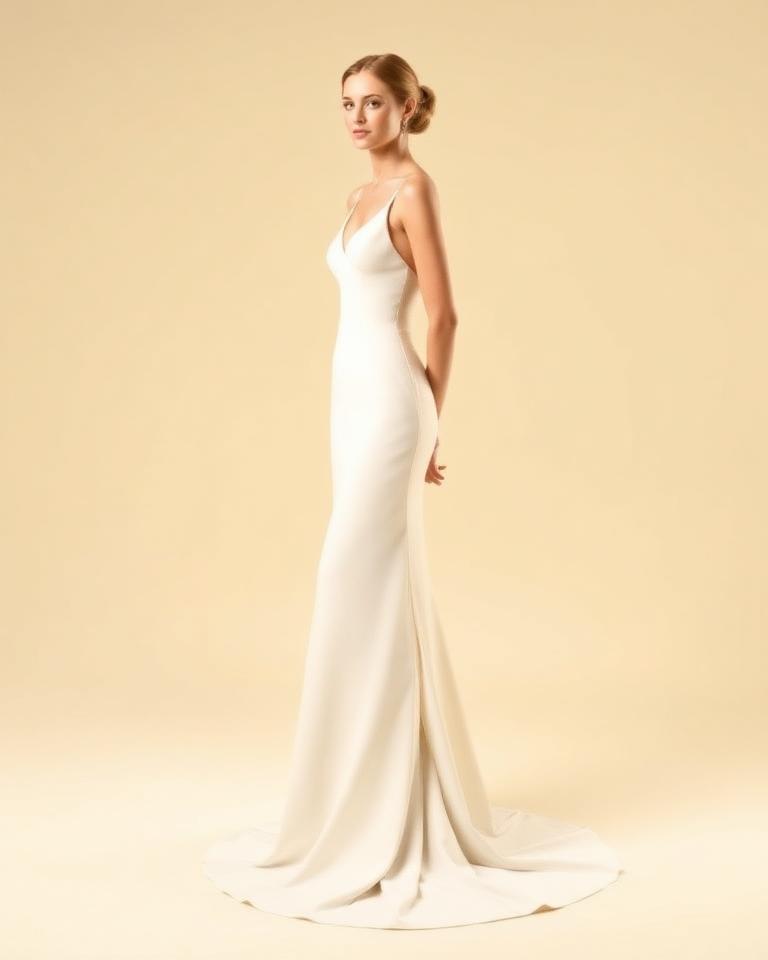 Halter Satin Column with Open Back wedding dress style illustration