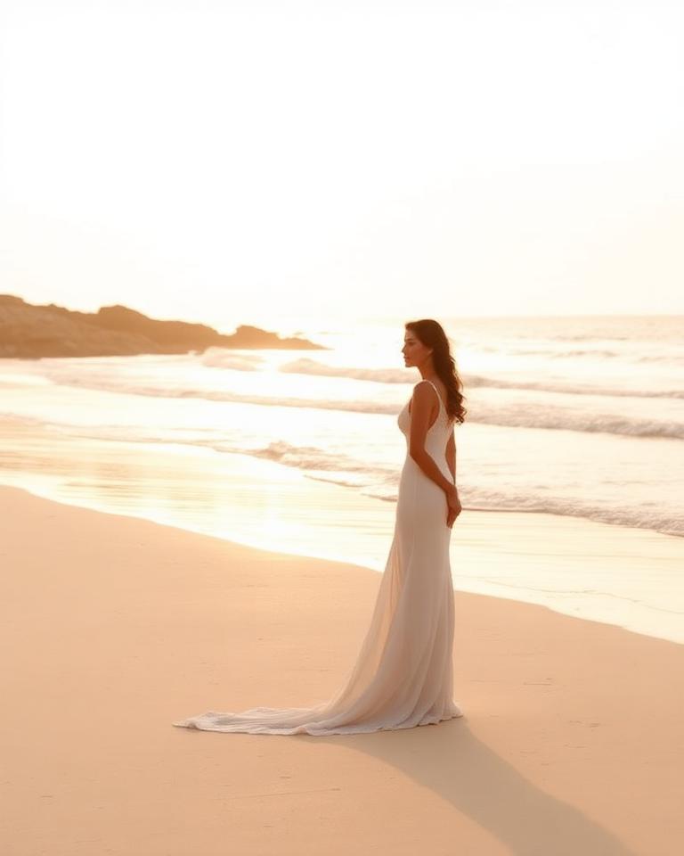 Beach / Destination wedding dress style illustration