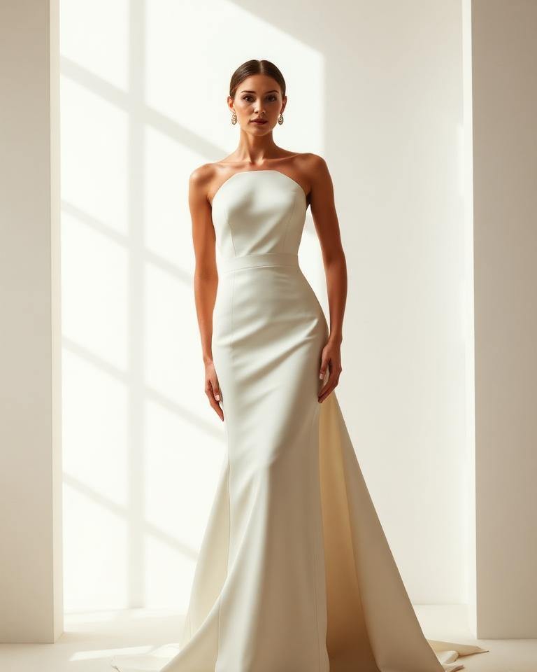 Draped Satin Trumpet with Cowl Neck wedding dress style illustration